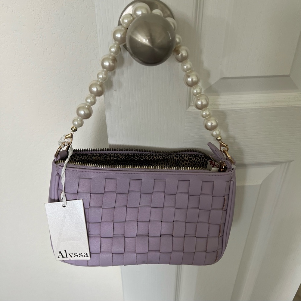 NWT Lavender Quilted Purse with Pearl Handle
